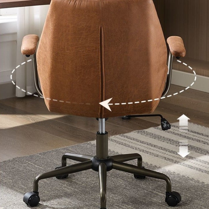 Moderner luxuriöser Drehstuhl mit höhenverstellbarem Gestell aus Eisen, gestreiftem Kunstwildlederbezug und fünfarmigem Rollfuß für das Homeoffice 
