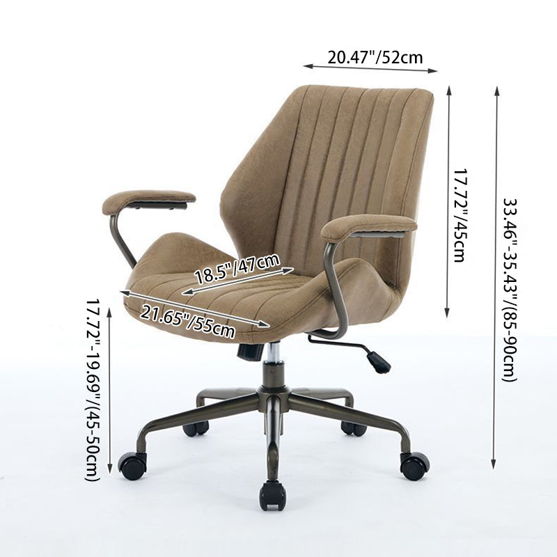 Modern Luxury Striped Suede Fabric Upholstered Height Adjustable Swivel Desk Chair Five-Spoke Caster Base For Home Office