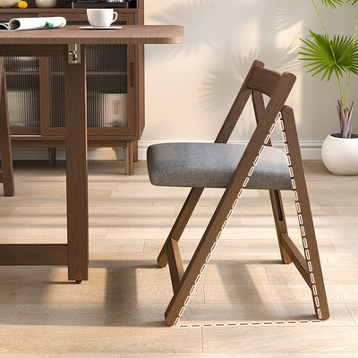 Traditional Vintage Fabric Upholstered Solid Wood Foldable Dining Chair For Living Room