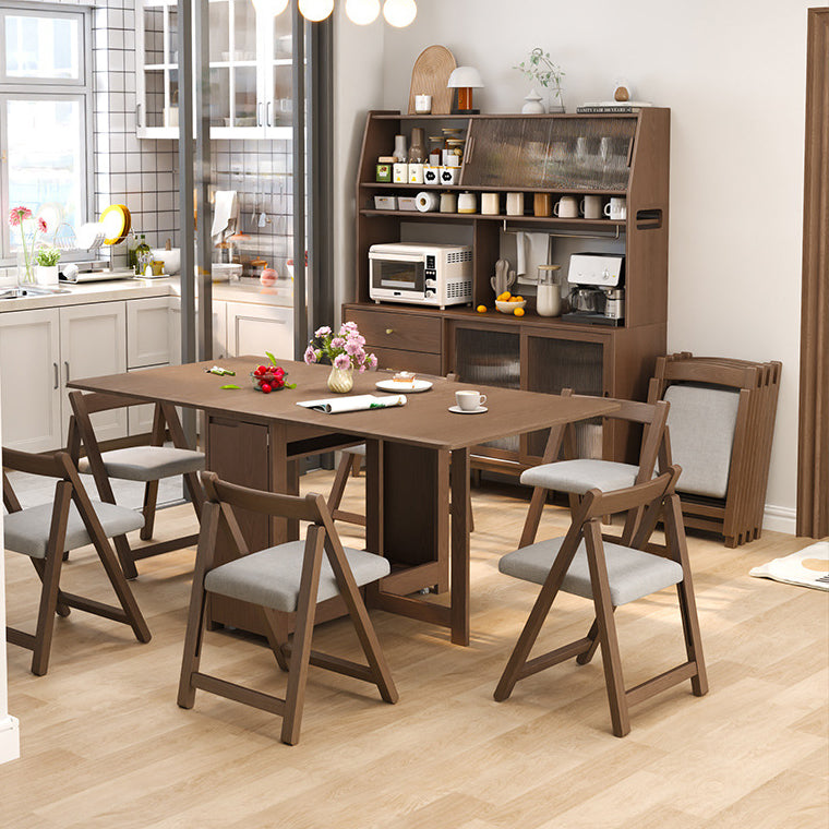 Traditional Vintage Fabric Upholstered Solid Wood Foldable Dining Chair For Living Room