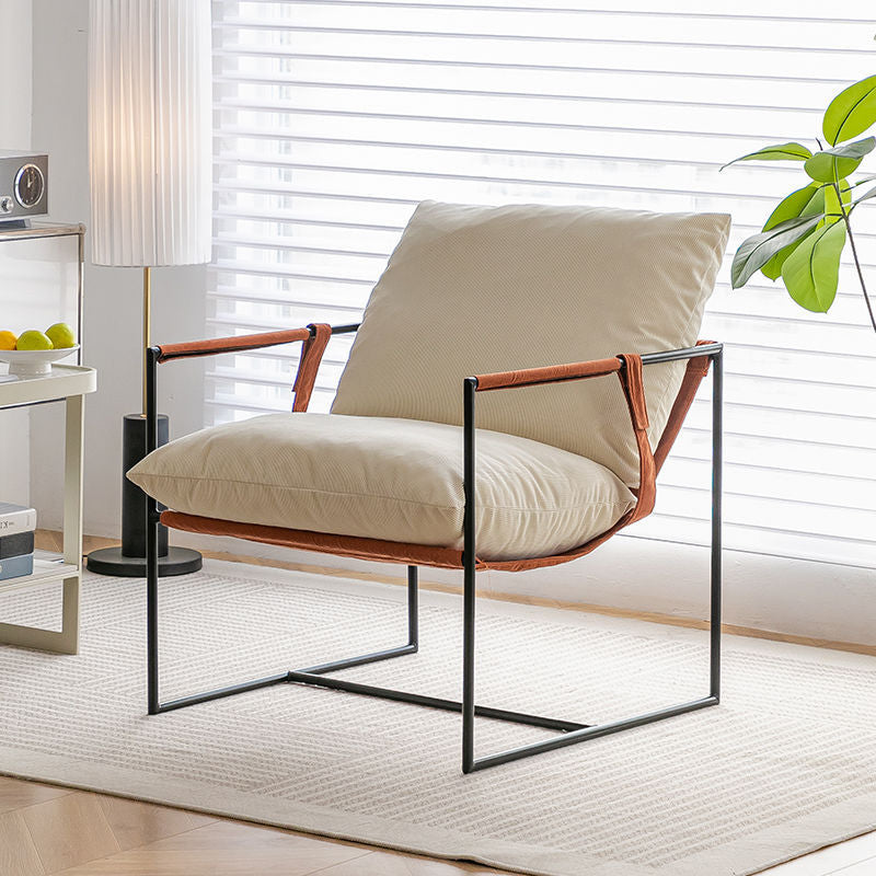 Contemporary Luxury Corduroy Upholstered Metal Accent Chair Armrest For Living Room