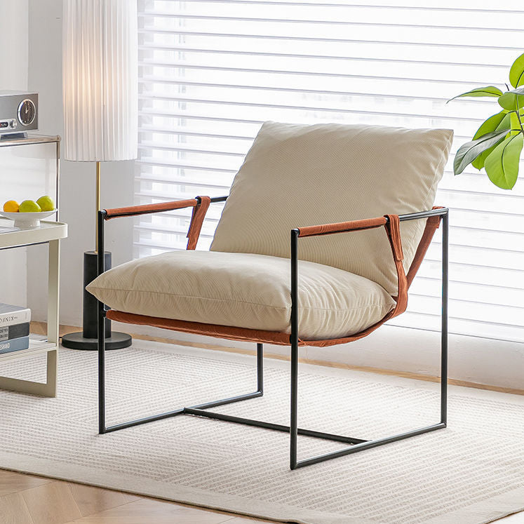Contemporary Luxury Corduroy Upholstered Metal Accent Chair Armrest For Living Room