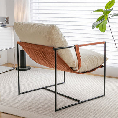 Contemporary Luxury Corduroy Upholstered Metal Accent Chair Armrest For Living Room