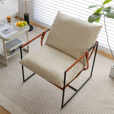 Contemporary Luxury Corduroy Upholstered Metal Accent Chair Armrest For Living Room