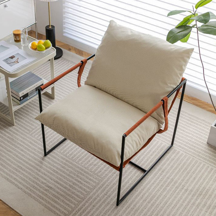 Contemporary Luxury Corduroy Upholstered Metal Accent Chair Armrest For Living Room