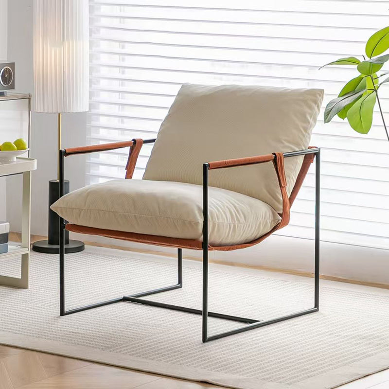 Contemporary Luxury Corduroy Upholstered Metal Accent Chair Armrest For Living Room