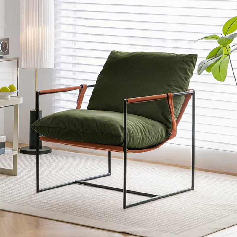 Contemporary Luxury Corduroy Upholstered Metal Accent Chair Armrest For Living Room