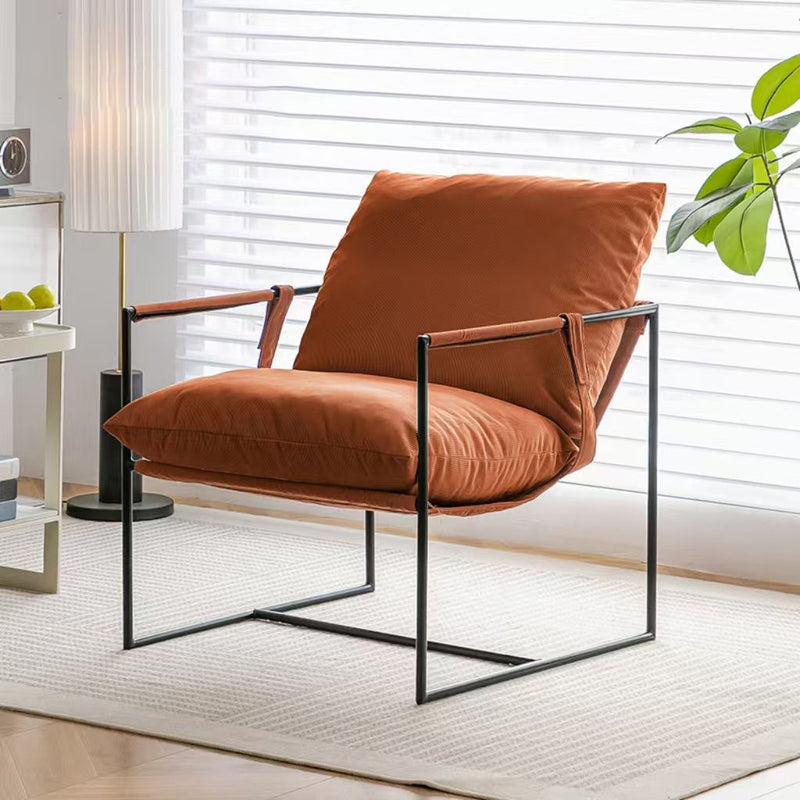 Contemporary Luxury Corduroy Upholstered Metal Accent Chair Armrest For Living Room