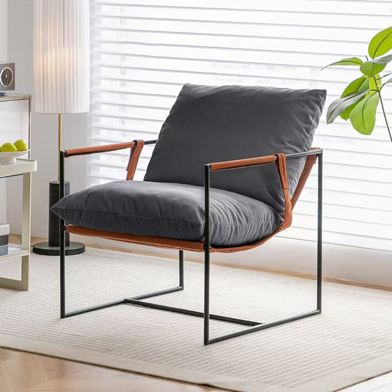 Contemporary Luxury Corduroy Upholstered Metal Accent Chair Armrest For Living Room