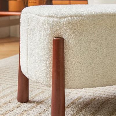 Zeitgenössischer skandinavischer Teddy-Samt-gepolsterter ovaler niedriger Hocker Fußhocker für Wohnzimmer 