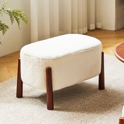 Zeitgenössischer skandinavischer Teddy-Samt-gepolsterter ovaler niedriger Hocker Fußhocker für Wohnzimmer 