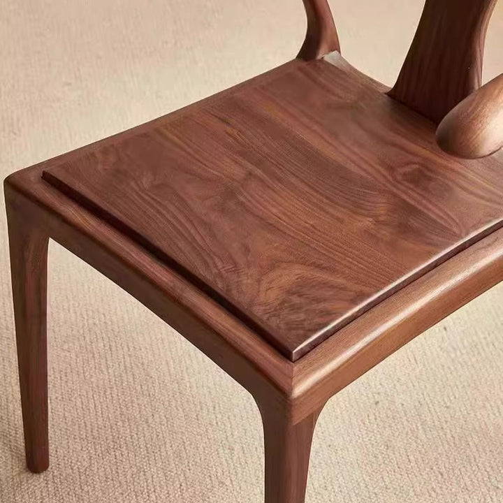 Traditional Vintage Square Toona Wood Rubberwood Ash Wood Manchurian Ash PU Leather Dining Chair Curved Backrest For Living Room