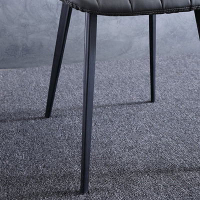 Contemporary Luxury Faux Leather Upholstered Carbon Steel Dining Chair Ribbed Backrest For Living Room