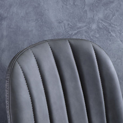 Contemporary Luxury Faux Leather Upholstered Carbon Steel Dining Chair Ribbed Backrest For Living Room