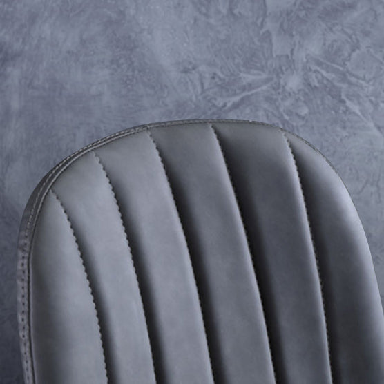 Contemporary Luxury Faux Leather Upholstered Carbon Steel Dining Chair Ribbed Backrest For Living Room