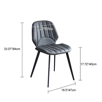 Contemporary Luxury Faux Leather Upholstered Carbon Steel Dining Chair Ribbed Backrest For Living Room