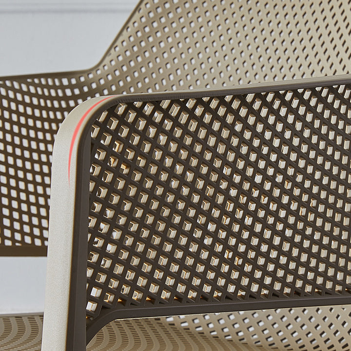 Contemporary Scandinavian Square Hollow PP Stackable Dining Chair Armrest For Dining Room