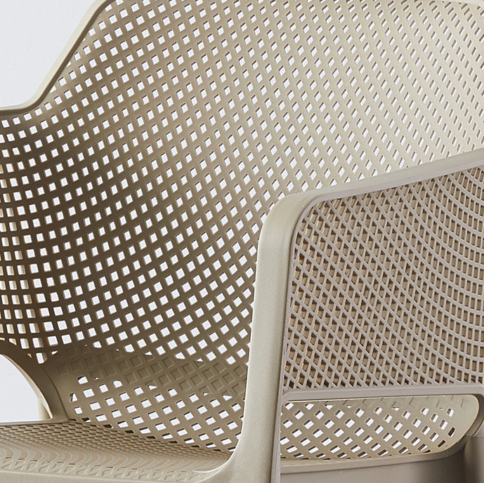 Contemporary Scandinavian Square Hollow Plastic Stackable Dining Chair Armrest For Living Room