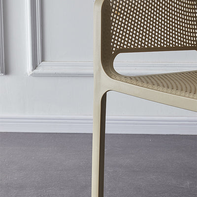 Contemporary Scandinavian Square Hollow Plastic Stackable Dining Chair Armrest For Living Room