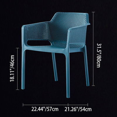 Contemporary Scandinavian Square Hollow Plastic Stackable Dining Chair Armrest For Living Room