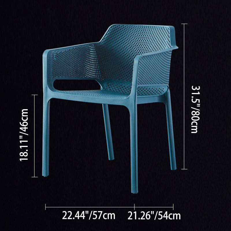 Contemporary Scandinavian Square Hollow Plastic Stackable Dining Chair Armrest For Living Room
