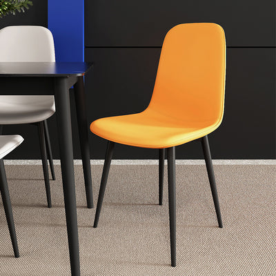 Contemporary Luxury Curved Faux Leather Upholstered Carbon Steel Dining Chair For Living Room