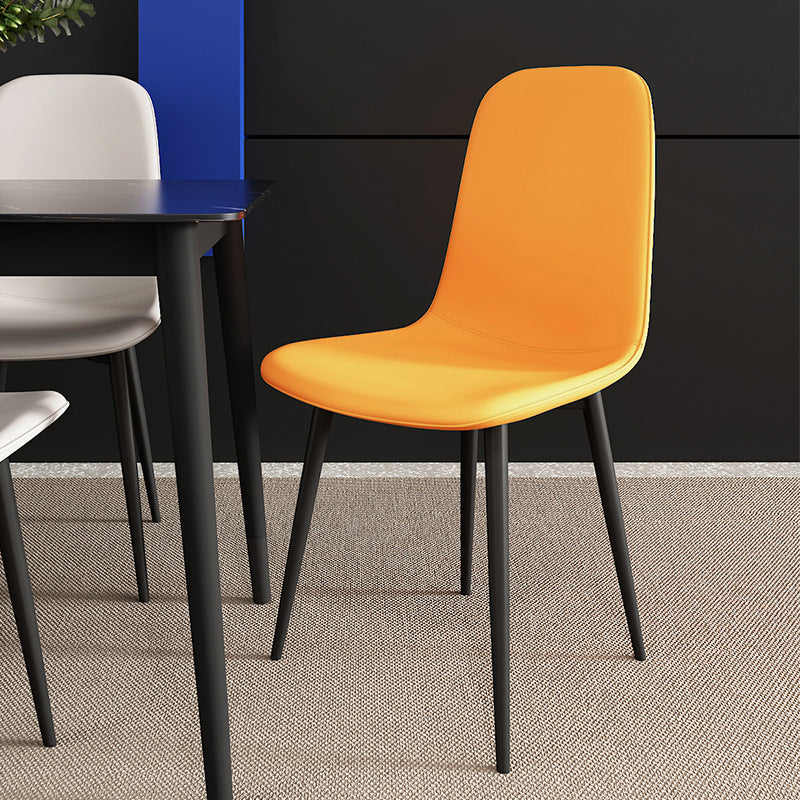 Contemporary Luxury Curved Faux Leather Upholstered Carbon Steel Dining Chair For Living Room