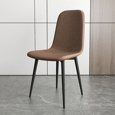 Contemporary Luxury Curved Faux Leather Upholstered Carbon Steel Dining Chair For Living Room