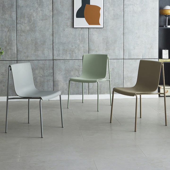 Contemporary Nordic Square PP Plastic Carbon Steel Legs Stackable Dining Chair For Living Room