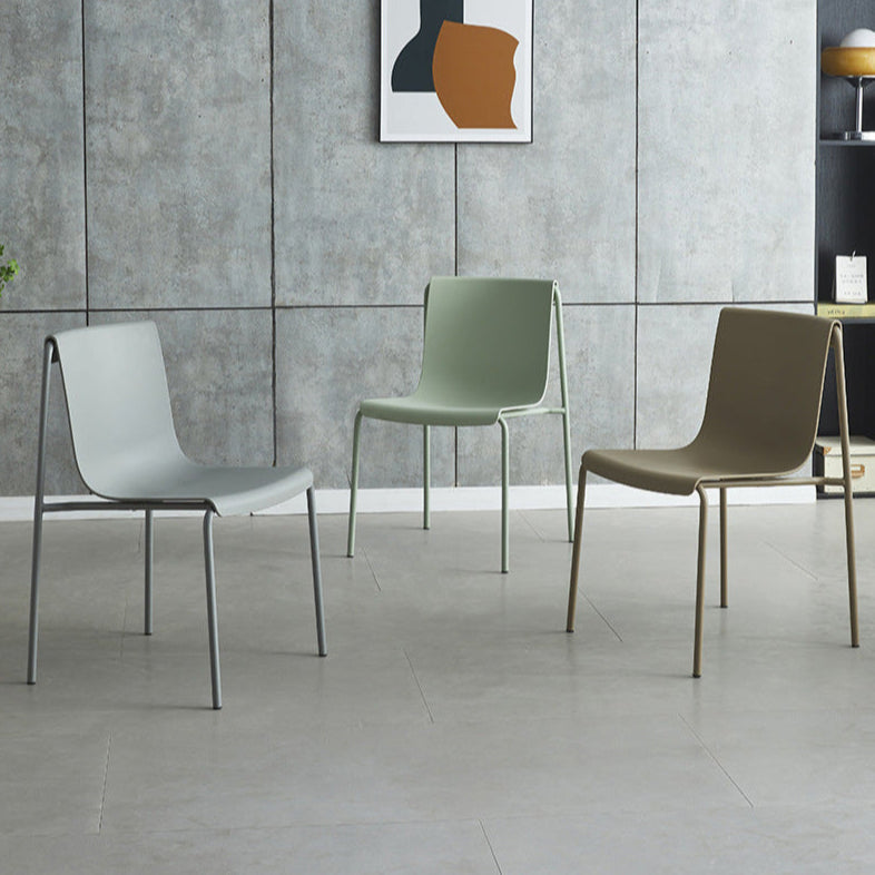 Contemporary Nordic Square Plastic Iron Legs Stackable Dining Chair For Living Room