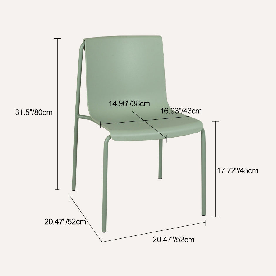 Contemporary Nordic Square PP Plastic Carbon Steel Legs Stackable Dining Chair For Living Room