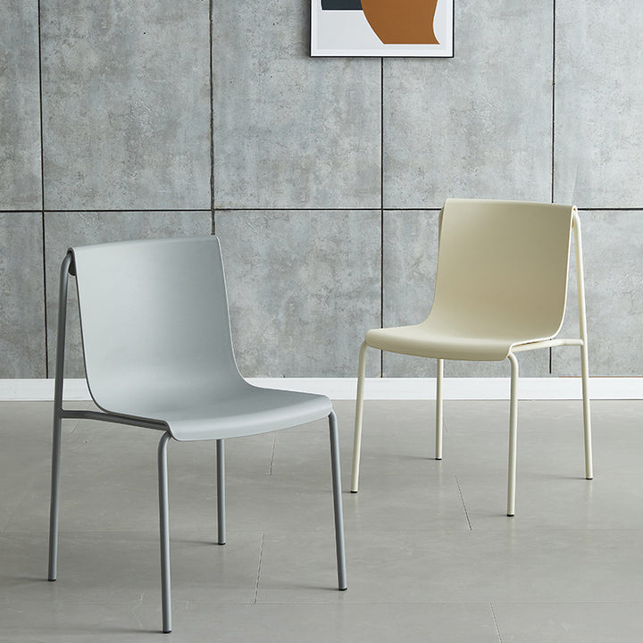 Contemporary Nordic Square PP Plastic Carbon Steel Legs Stackable Dining Chair For Living Room