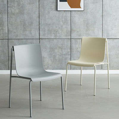Contemporary Nordic Square Plastic Iron Legs Stackable Dining Chair For Living Room