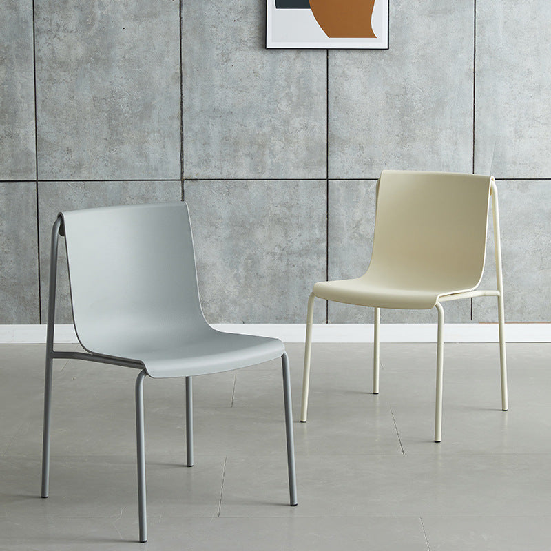 Contemporary Nordic Square Plastic Iron Legs Stackable Dining Chair For Living Room
