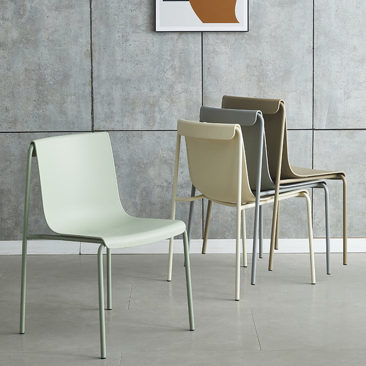 Contemporary Nordic Square PP Plastic Carbon Steel Legs Stackable Dining Chair For Living Room