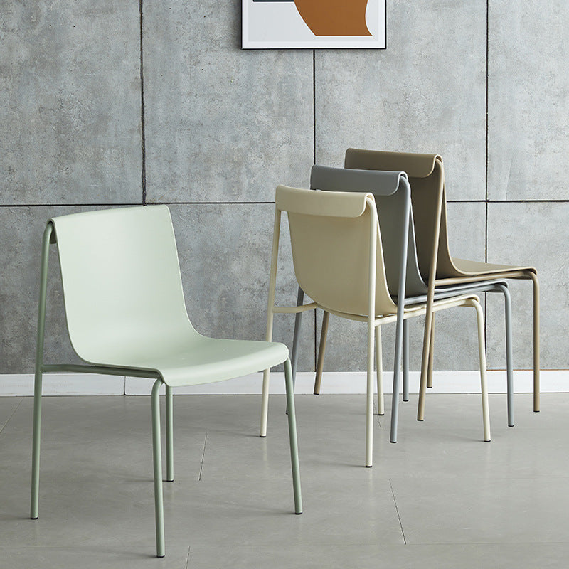 Contemporary Nordic Square Plastic Iron Legs Stackable Dining Chair For Living Room