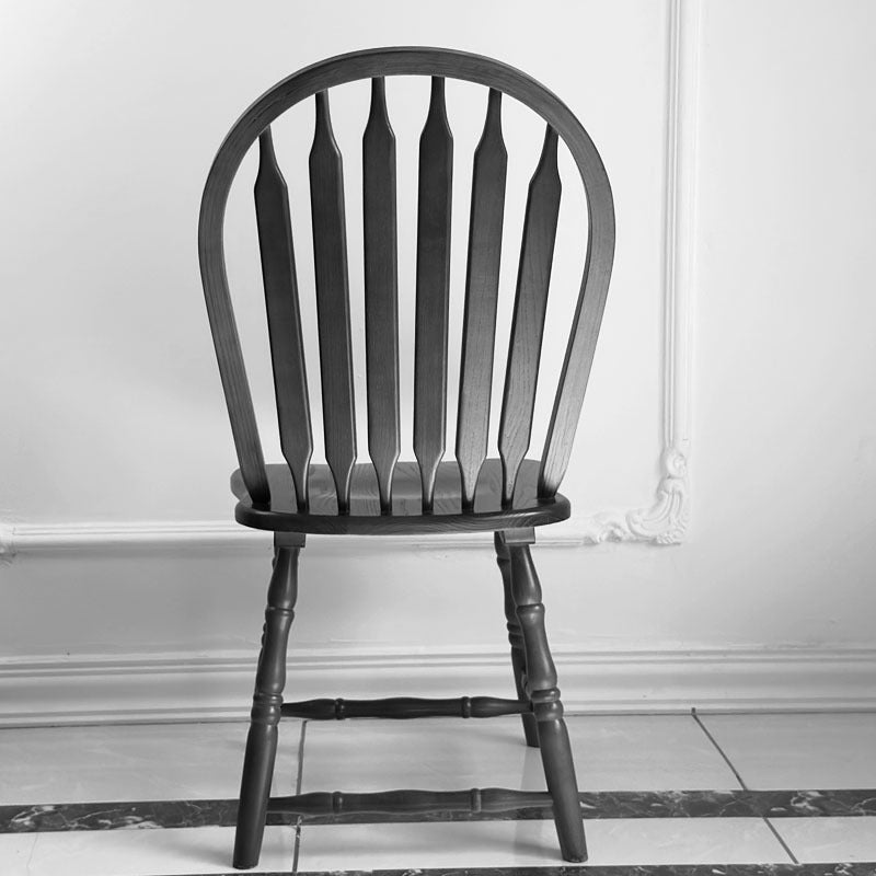Modern Mid-Century Square Chinese Toon Wood Dining Chair Spindle Backrest For Dining Room