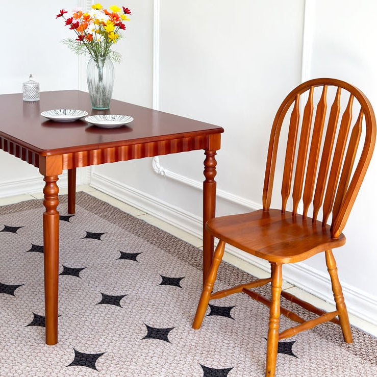 Modern Mid-Century Square Chinese Toon Wood Dining Chair Spindle Backrest For Dining Room