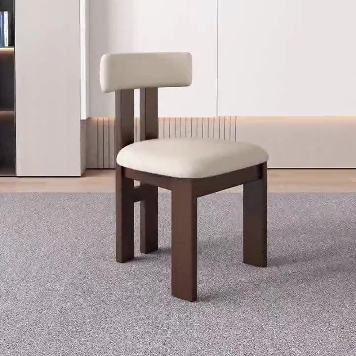 Contemporary Nordic Round Curved PU Leather Plywood Dining Chair Backrest For Dining Room