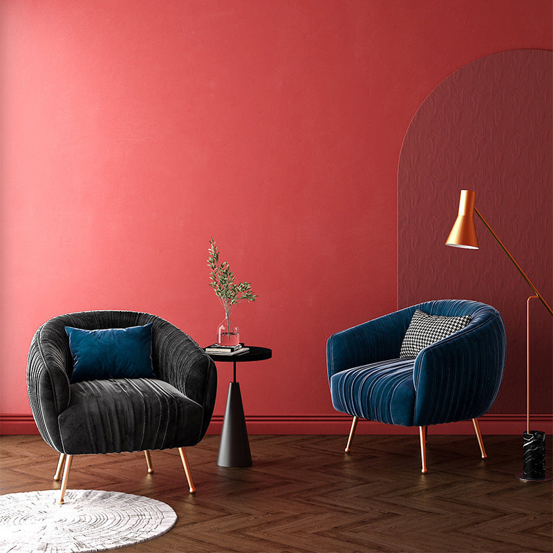 Contemporary Scandinavian Curved Velvet Upholstered Accent Chair Lounge Chair For Living Room