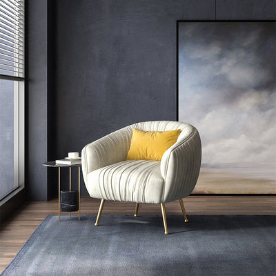 Contemporary Scandinavian Curved Velvet Upholstered Accent Chair Lounge Chair For Living Room