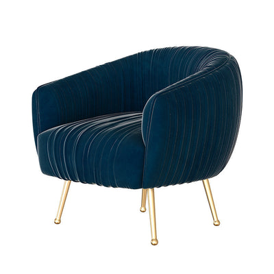Contemporary Scandinavian Curved Velvet Upholstered Accent Chair Lounge Chair For Living Room