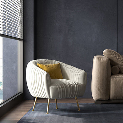 Contemporary Scandinavian Curved Velvet Upholstered Accent Chair Lounge Chair For Living Room