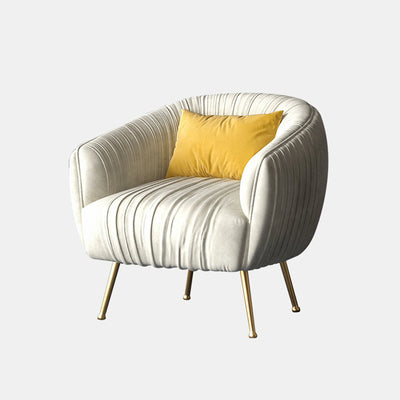 Contemporary Scandinavian Curved Velvet Upholstered Accent Chair Lounge Chair For Living Room