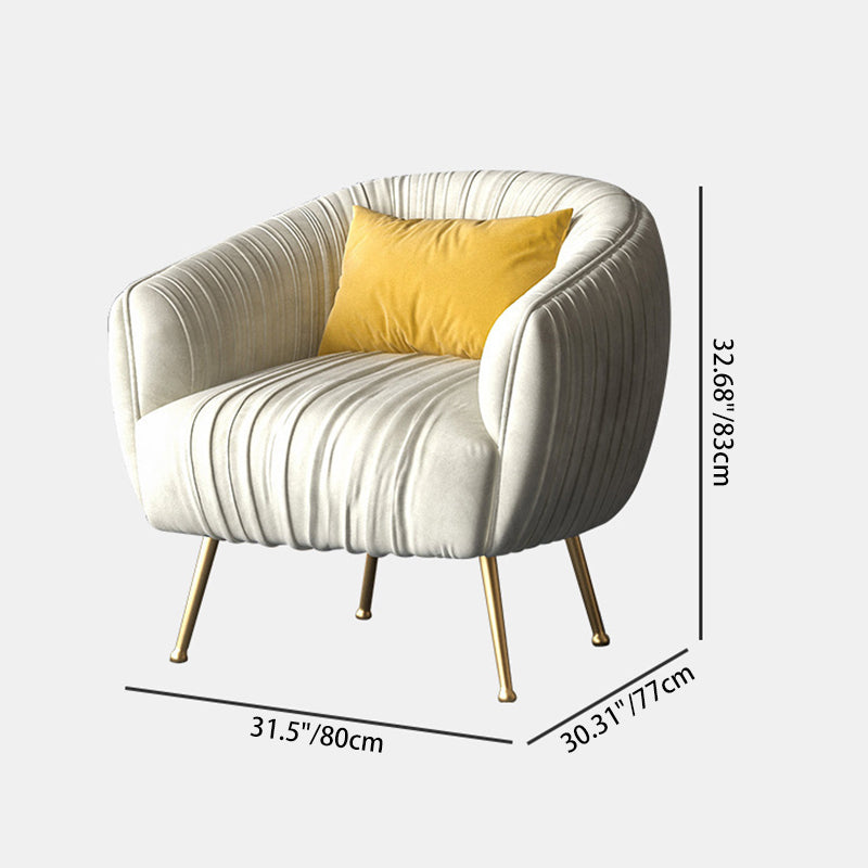 Contemporary Scandinavian Curved Velvet Upholstered Accent Chair Lounge Chair For Living Room