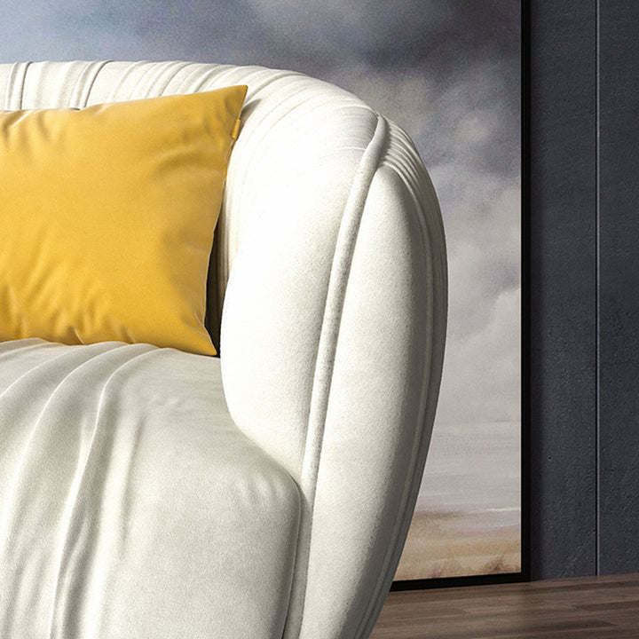 Moderner skandinavischer quadratischer Lounge-Sessel aus geschwungenem Samt, Eukalyptusholz und Eisen für das Wohnzimmer 