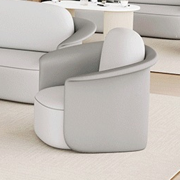Silla de salón contemporánea escandinava redonda tapizada en tela técnica con respaldo para comedor 