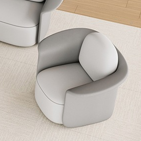 Silla de salón contemporánea escandinava redonda tapizada en tela técnica con respaldo para comedor 
