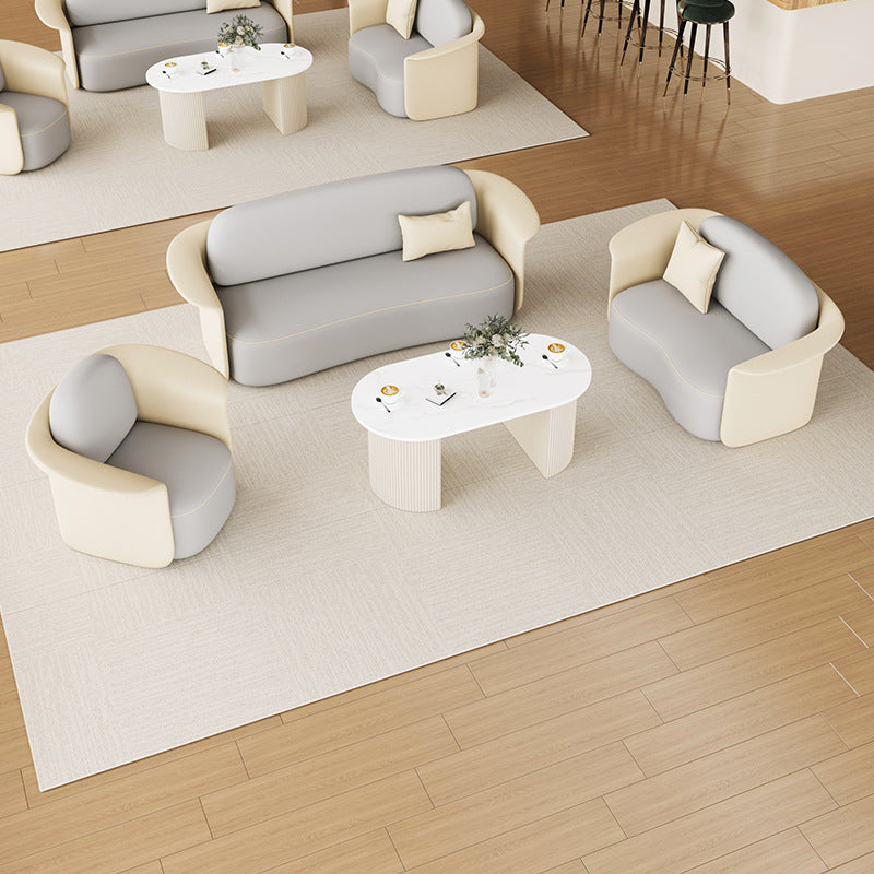 Silla de salón contemporánea escandinava redonda tapizada en tela técnica con respaldo para comedor 