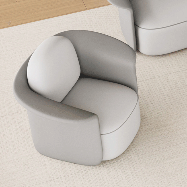 Silla de salón contemporánea escandinava redonda tapizada en tela técnica con respaldo para comedor 